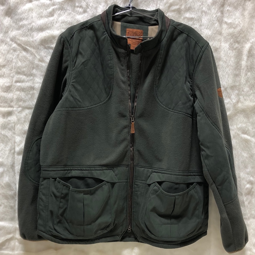 Mens XXL Eddie Bauer Green Fleece Cow Leather Trim